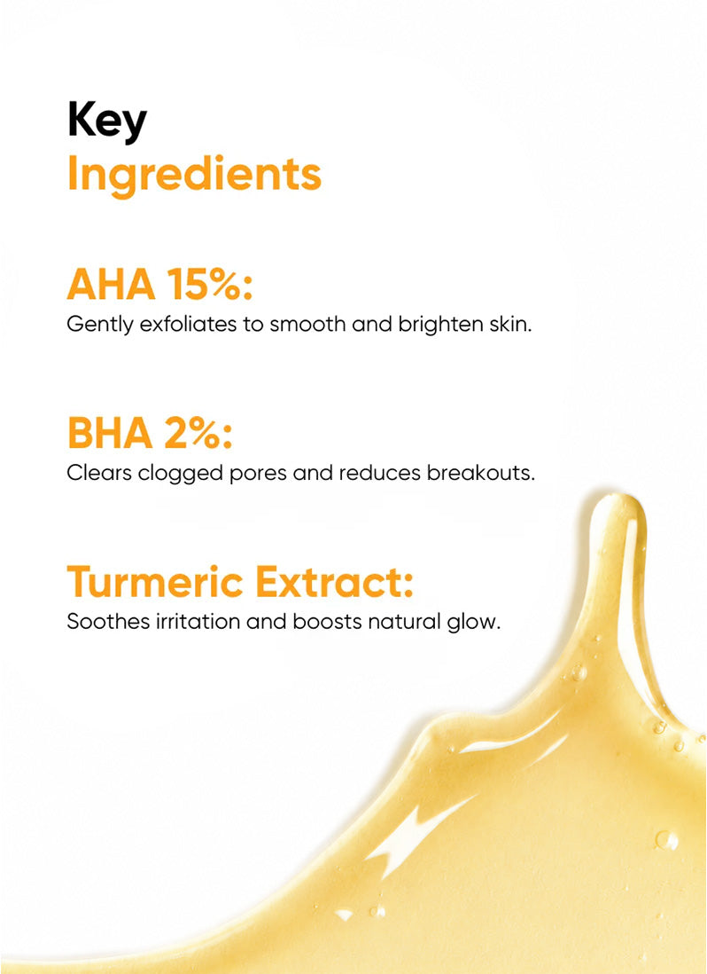 Peel Perfect AHA 15% + BHA 2%, Turmeric Extract - 30ml