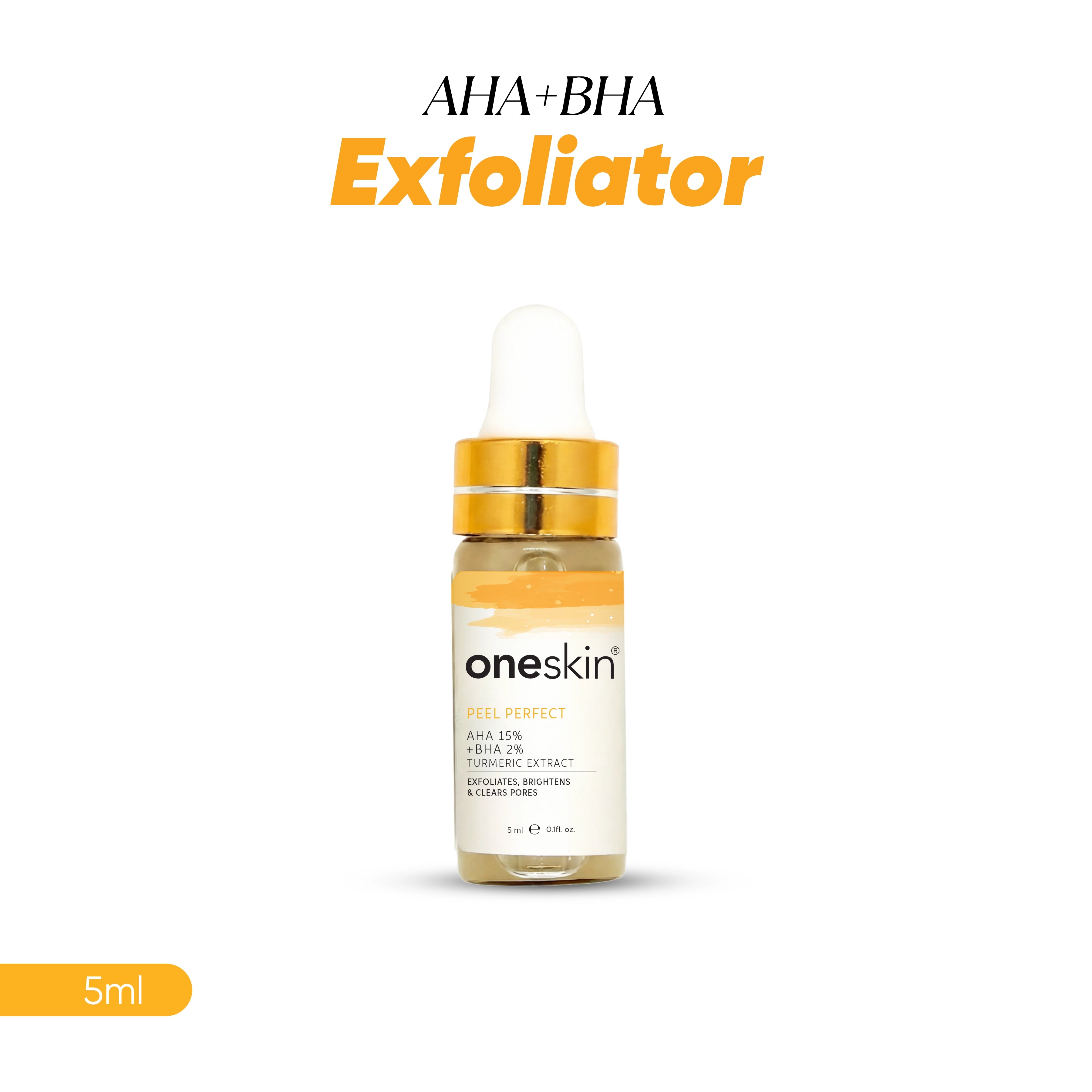 Peel Perfect AHA 15% + BHA 2%, Turmeric Extract - 5ml - Travel Size