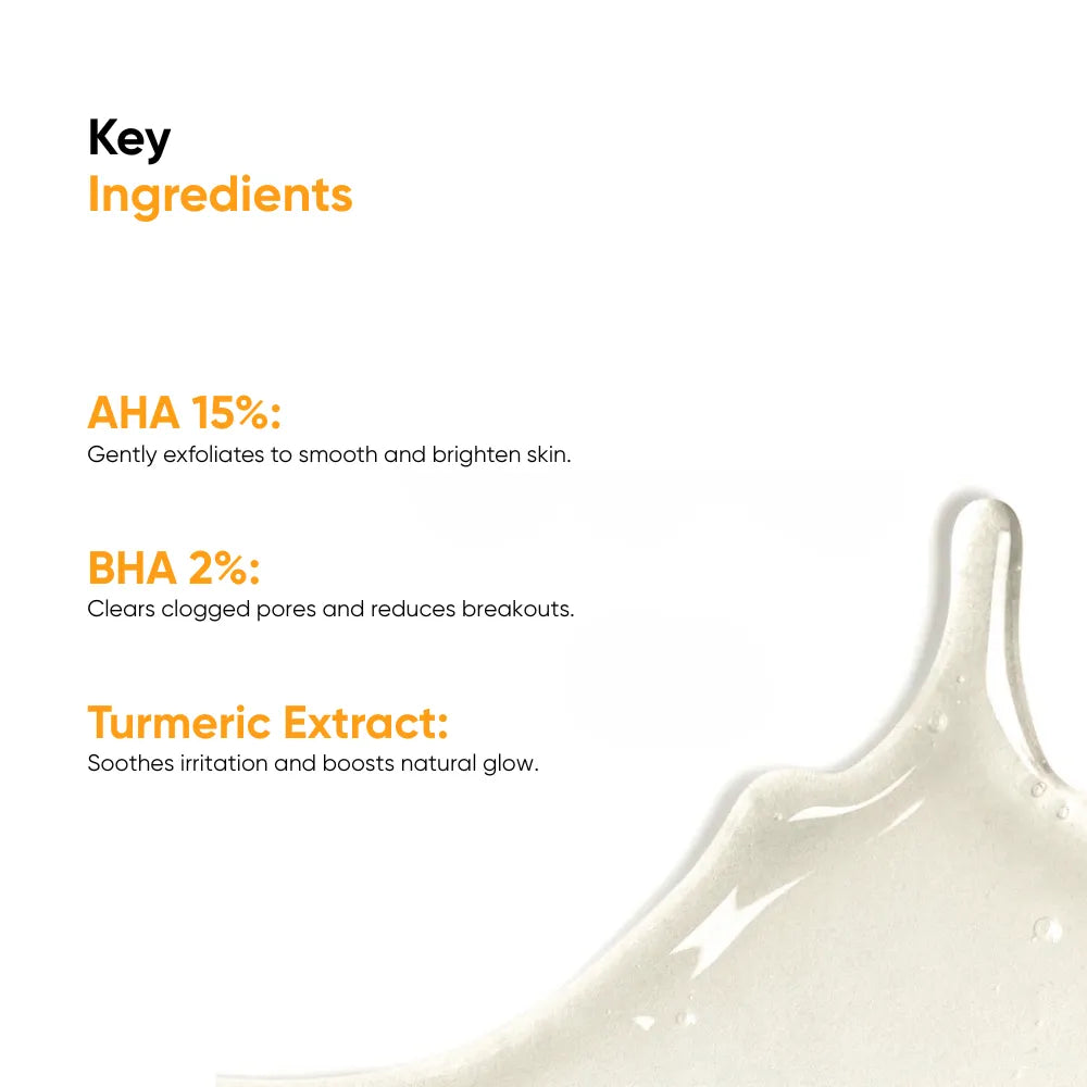 Peel Perfect AHA 15% + BHA 2%, Turmeric Extract - 30ml